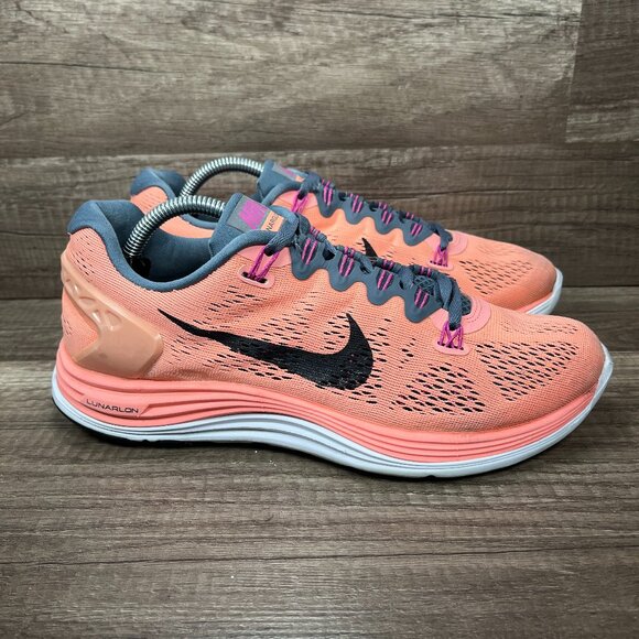 Nike Shoes - Nike Lunarglide 5 Pink Gray Womens US Size 8 EUR 39 599395-604 Running Shoes